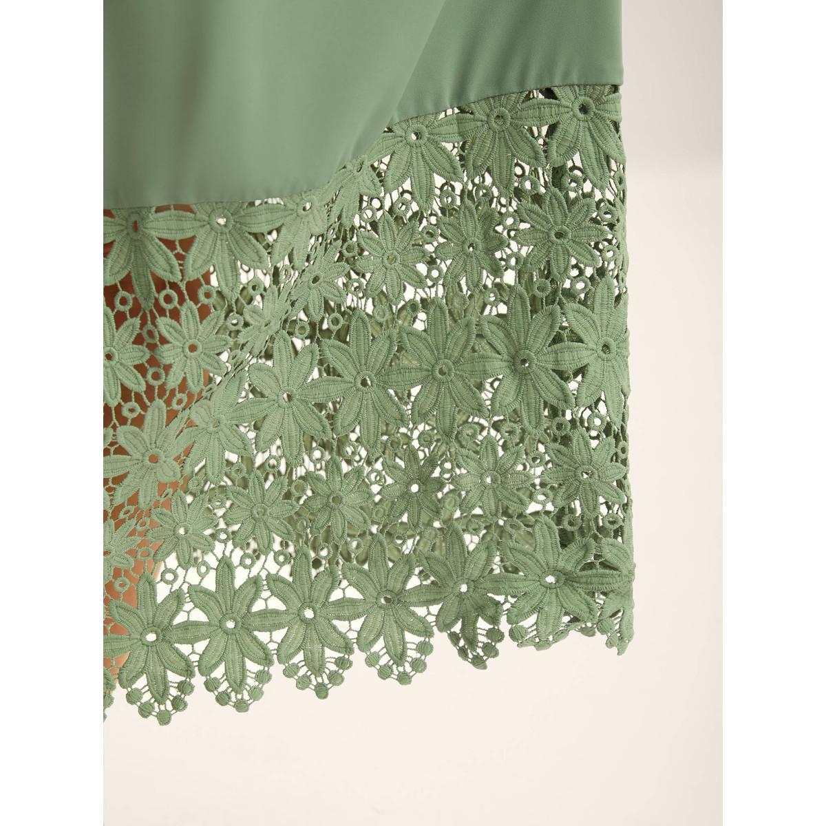 Plus Size Lace Cut-Out Stretchy Waist Midi Dress Greenbean Women Non Sleeveless Curvy BloomChic 26/4X Product Image