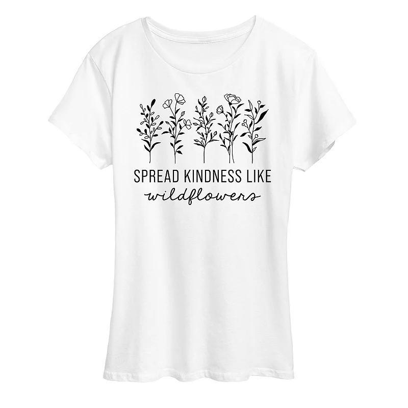Womens Spread Kindness Like Wildflowers Graphic Tee Grey Gray Product Image