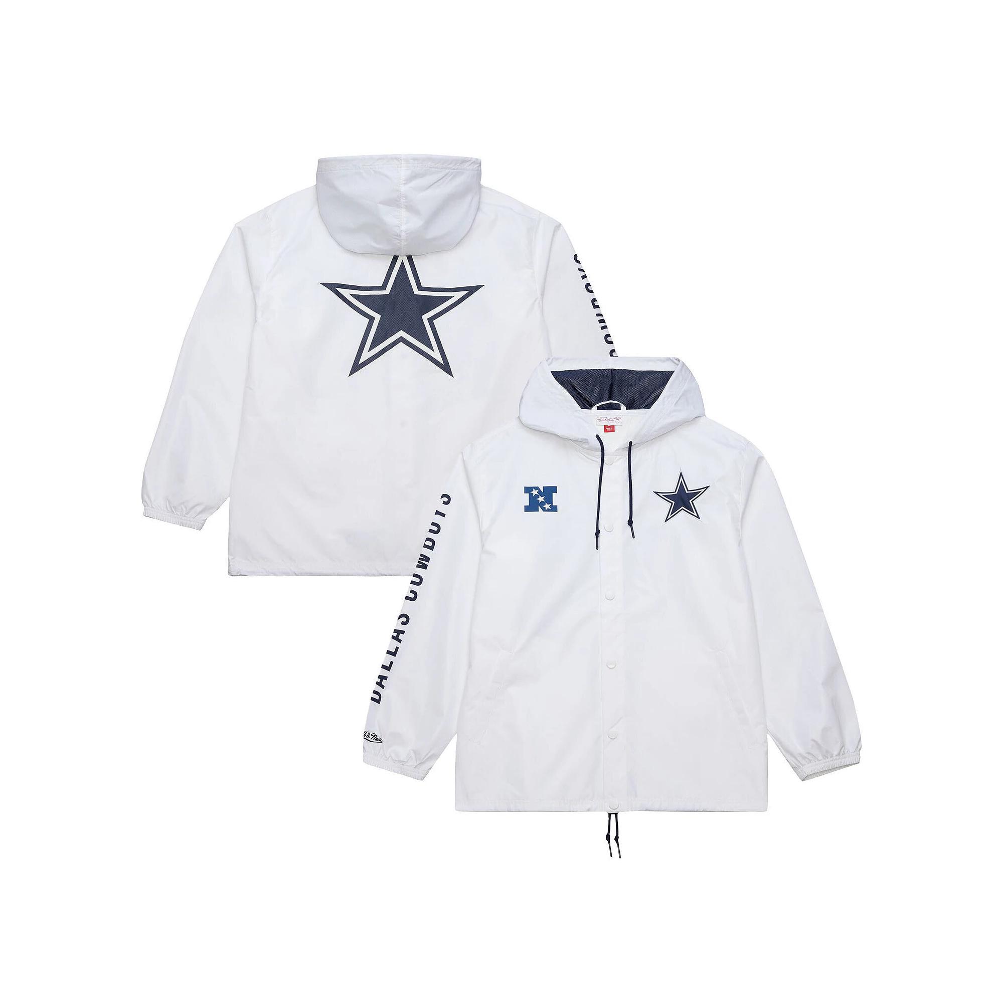 Men's Mitchell & Ness  White Dallas Cowboys Vintage Logo Coaches Full-Snap Hoodie Jacket, Size: Large Product Image