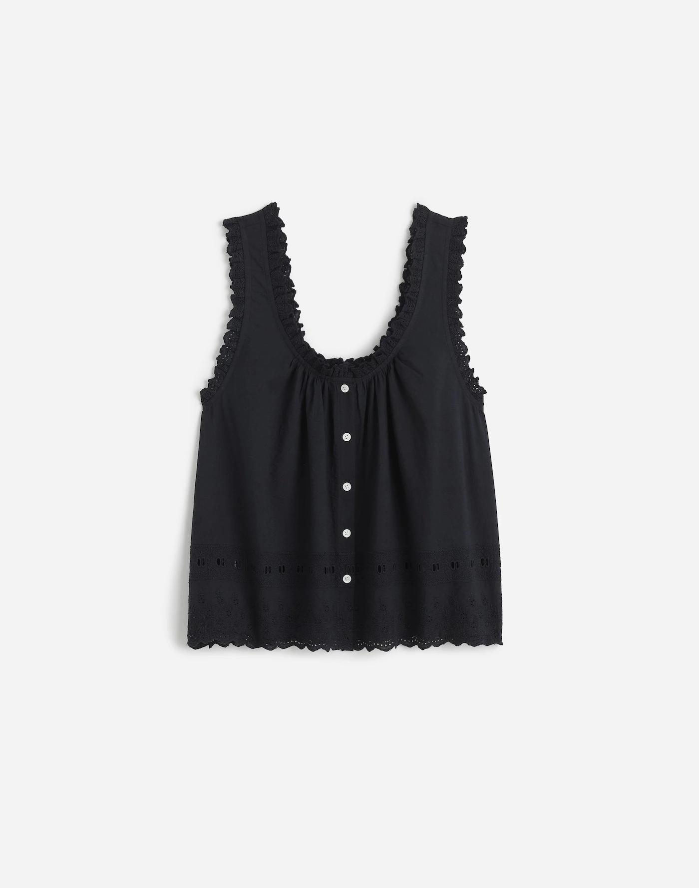 Embroidered Ruffle-Trim Top Product Image