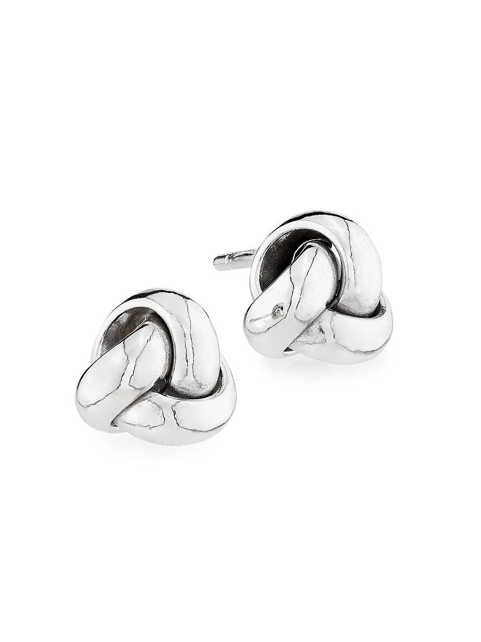Womens 14K White Gold Knotted Stud Earrings Product Image