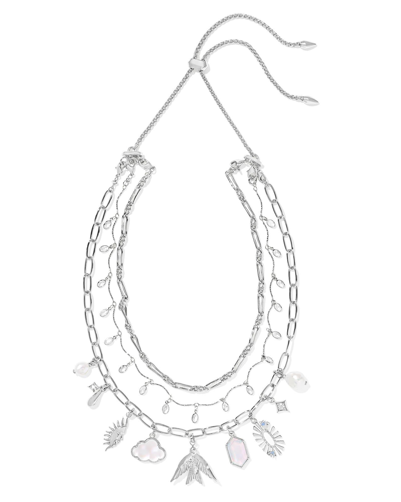 Melody Convertible Silver Statement Charm Necklace in Freshwater Cultured Pearl Product Image