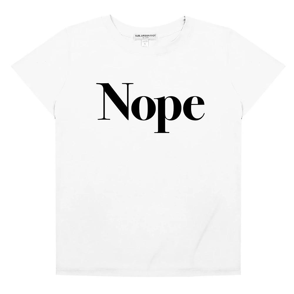 Women's Suburban Riot Nope Loose Fit Graphic Tee, Girl's, Size: XS, White Product Image