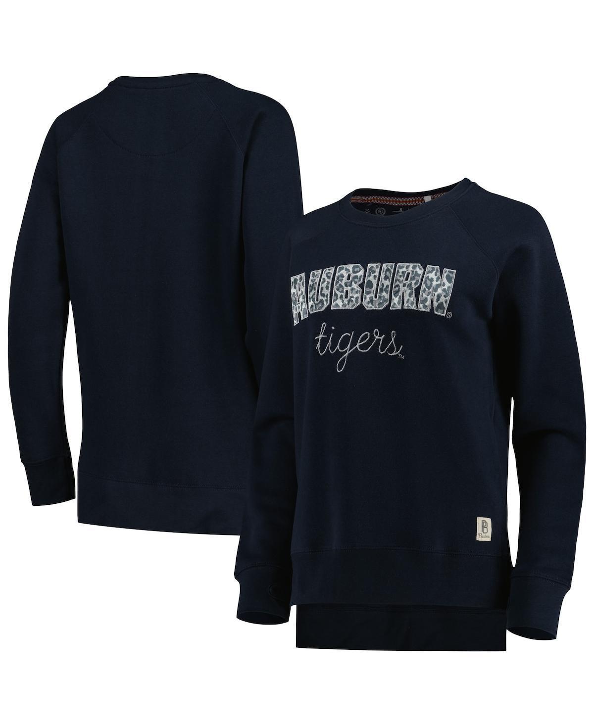 Women's Pressbox Navy Auburn Tigers Steamboat Animal Print Raglan Pullover Sweatshirt, Size: Small, Blue Product Image