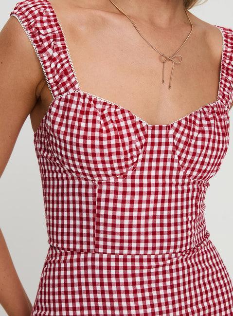 Faubert Mini Dress Red Gingham Product Image