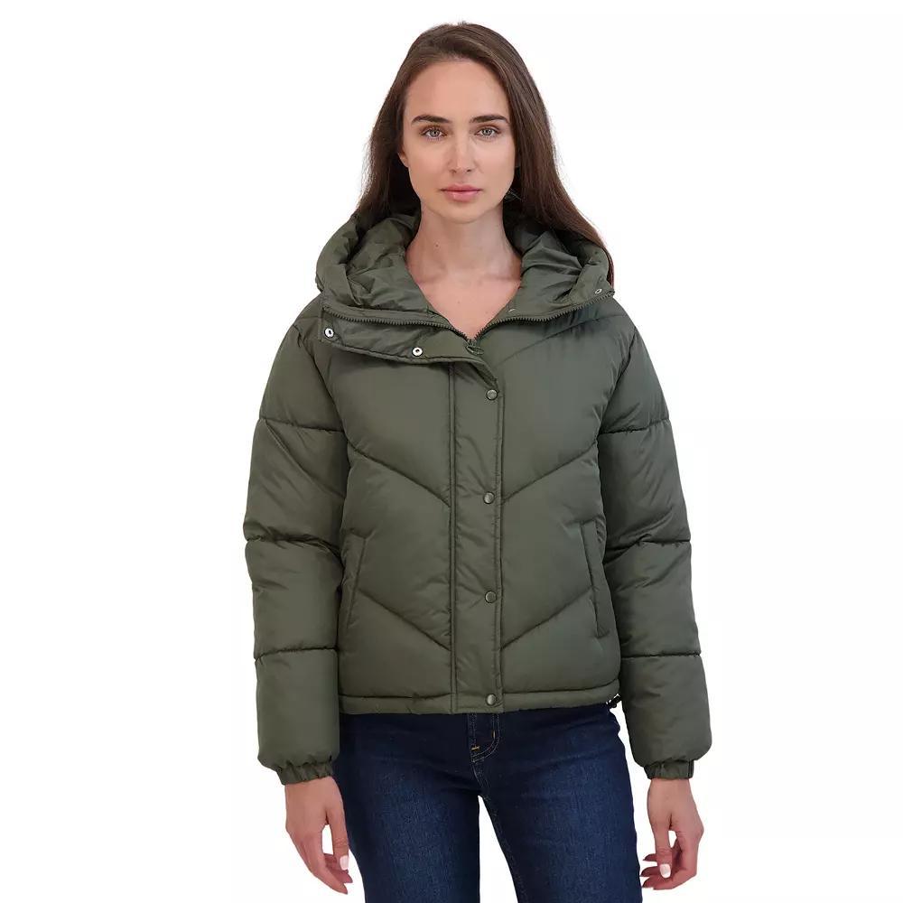 Juniors' Sebby Short Puffer Jacket, Women's, Size: Large, Gray Product Image