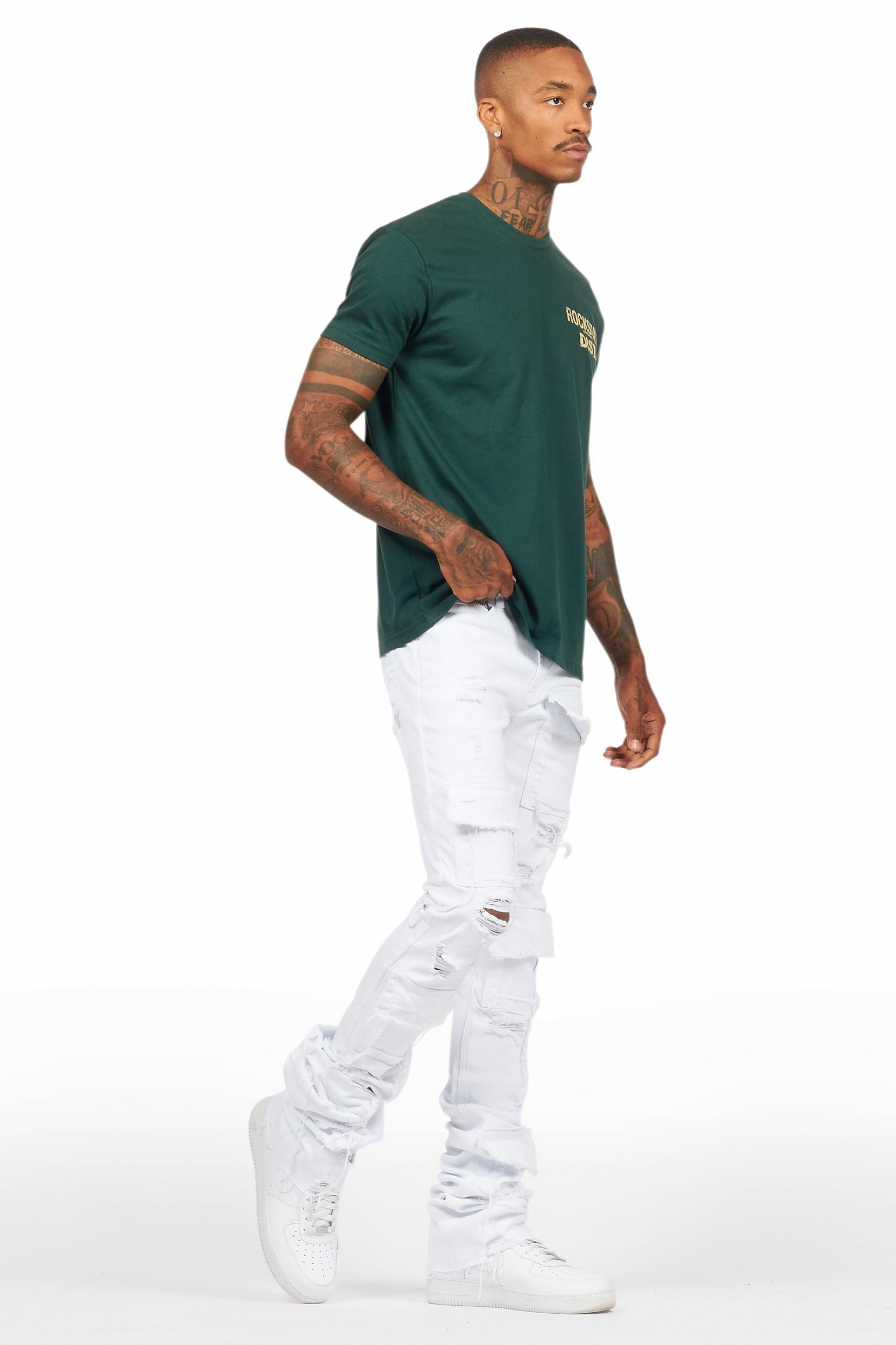 Pooja White Super Stacked Flare Jean Male Product Image