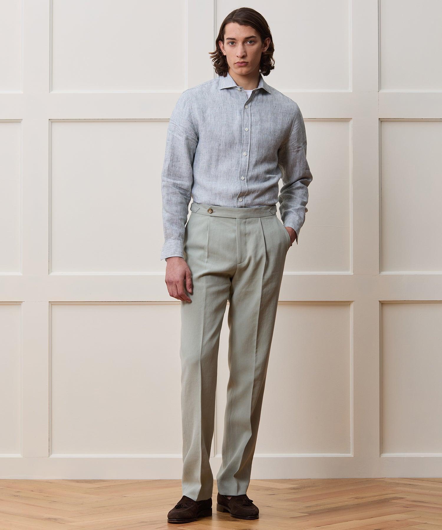 Linen Spread Collar Dress Shirt Product Image