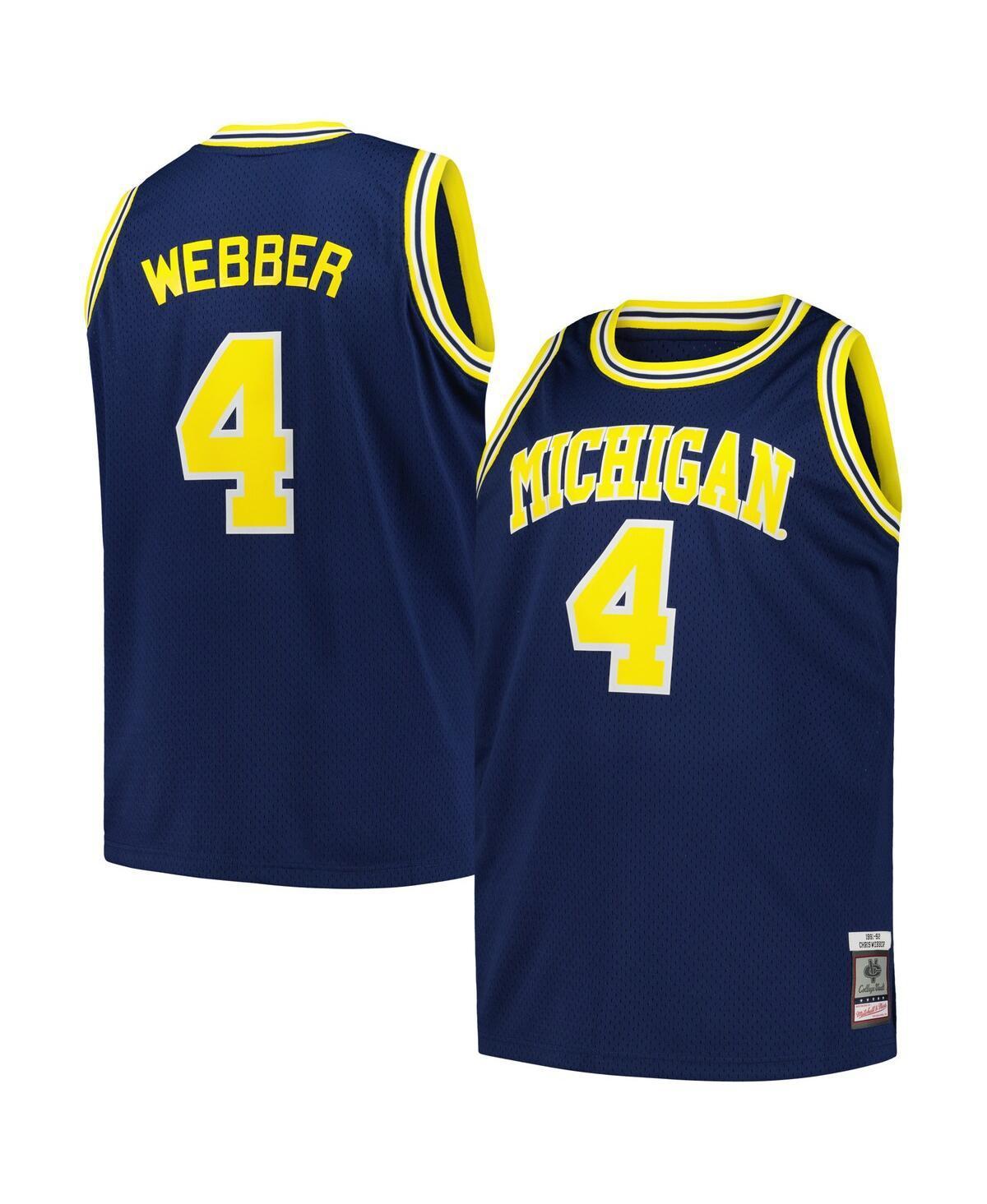 Men's Mitchell & Ness Chris Webber Navy Michigan Wolverines Big & Tall Swingman Jersey, Size: 2XLT, Blue Product Image