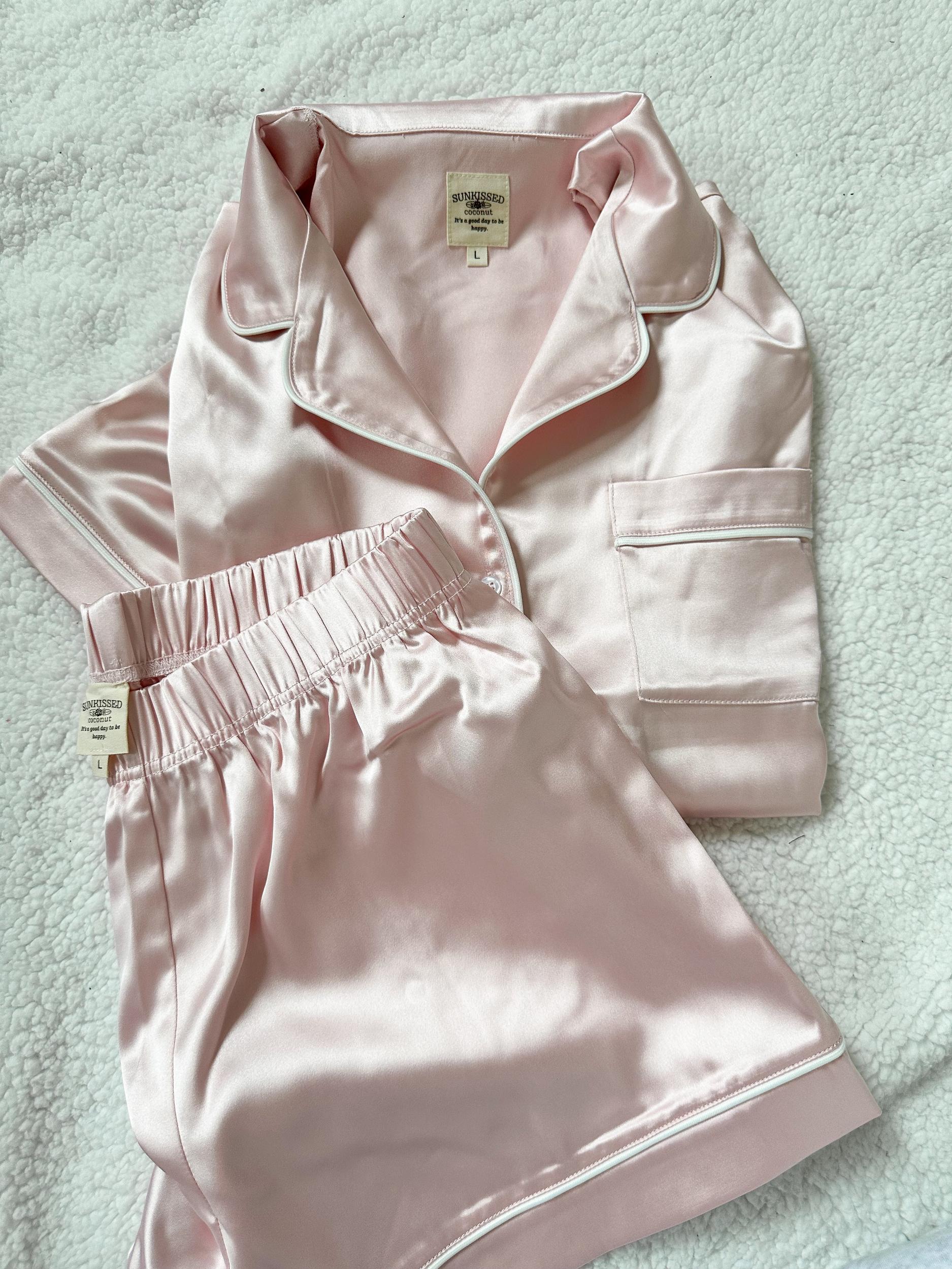 Champagne Pink Pajama Shorts Product Image