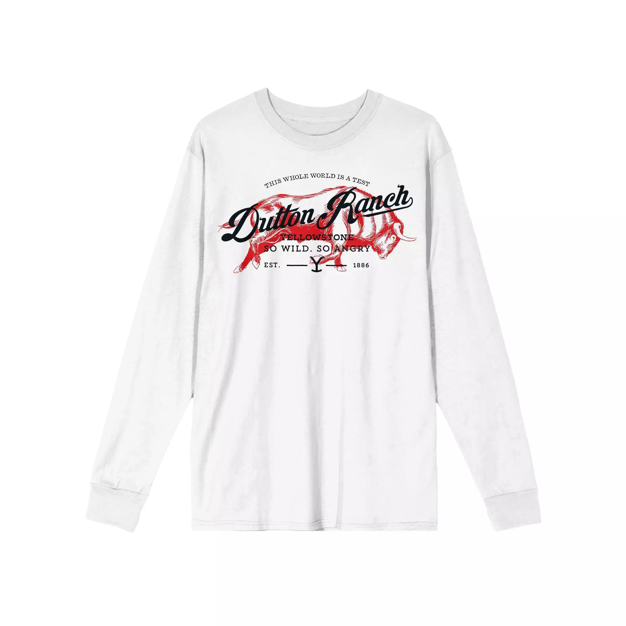 Men's Yellowstone Dutton Ranch Long Sleeve Tee, Size: Medium, White Product Image