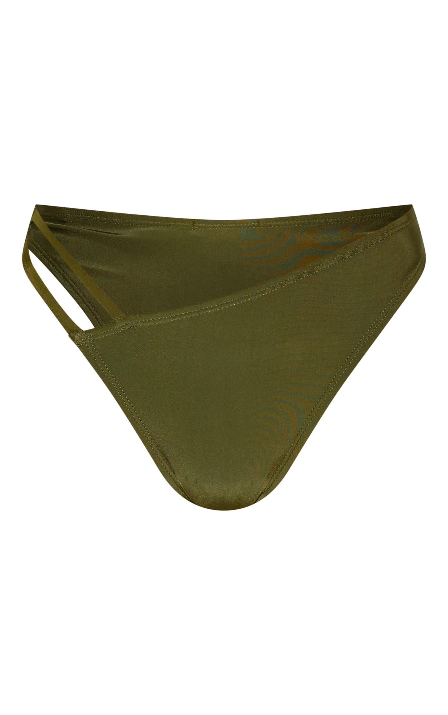 Khaki Ruched Halter Neck Bikini Top Product Image