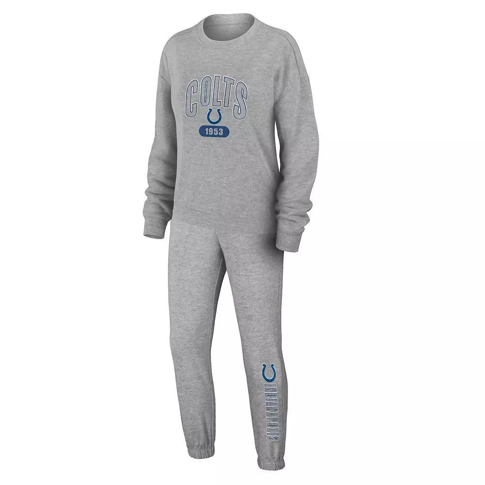 Womens WEAR by Erin Andrews Heather Gray St. Louis Blues Knit Long Sleeve Tri-Blend T-Shirt & Pants Sleep Set Product Image