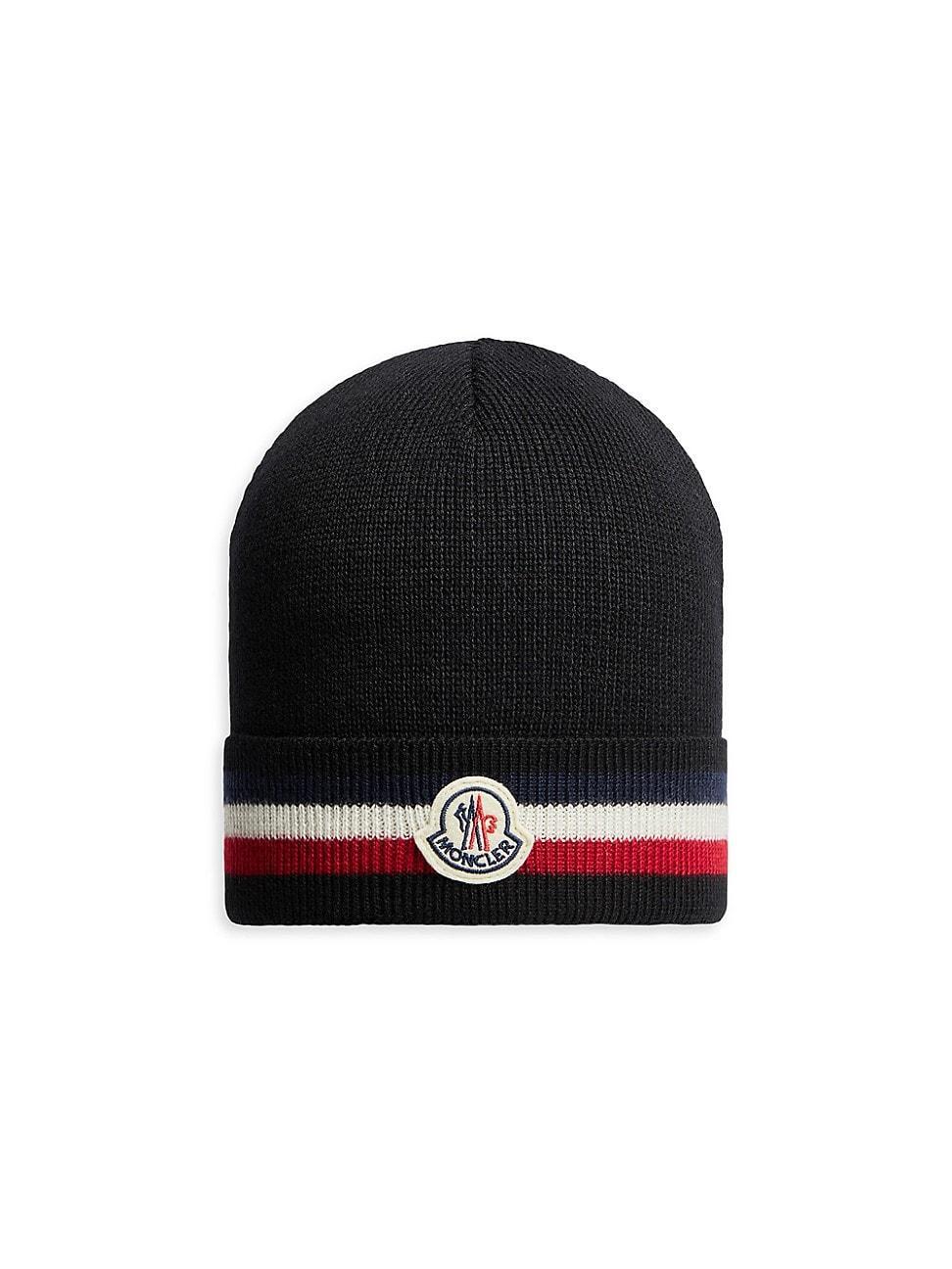Mens Striped-Trim Wool Beanie Product Image