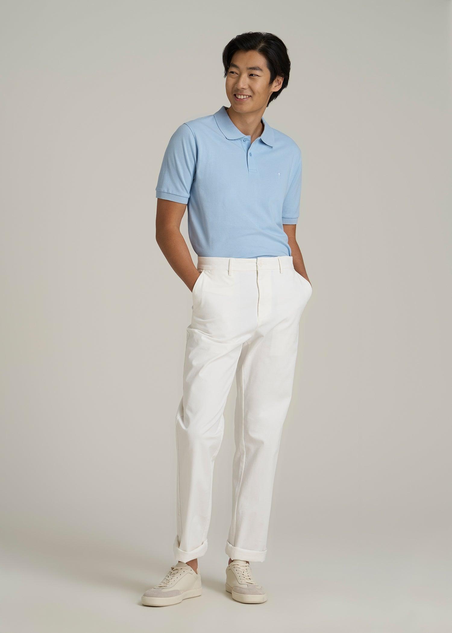 Men's Tall Classic Polo with Embroidered Logo in Ice Blue Product Image