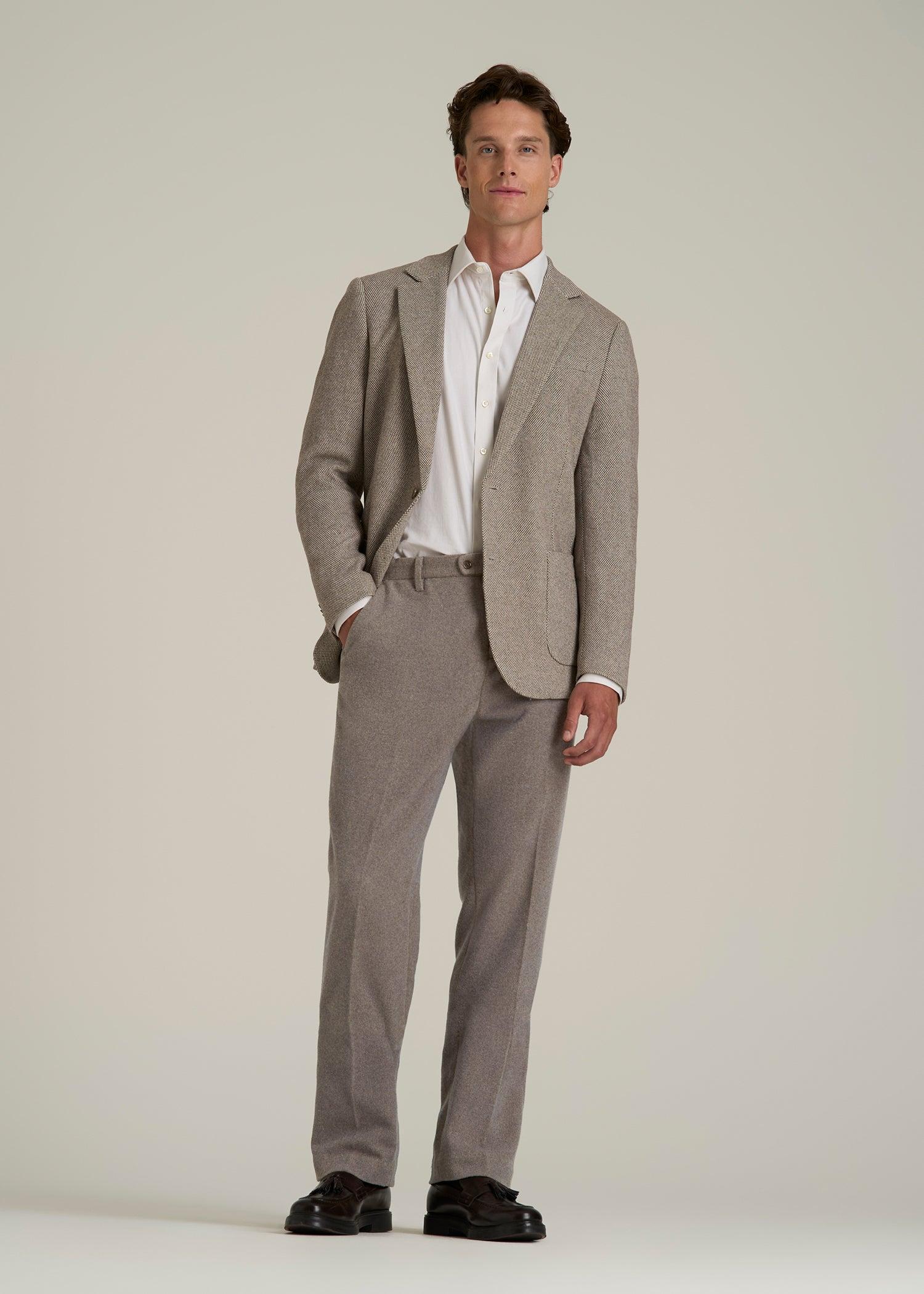 Wool Blend Dress Pants for Tall Men in Taupe Mix Male Product Image