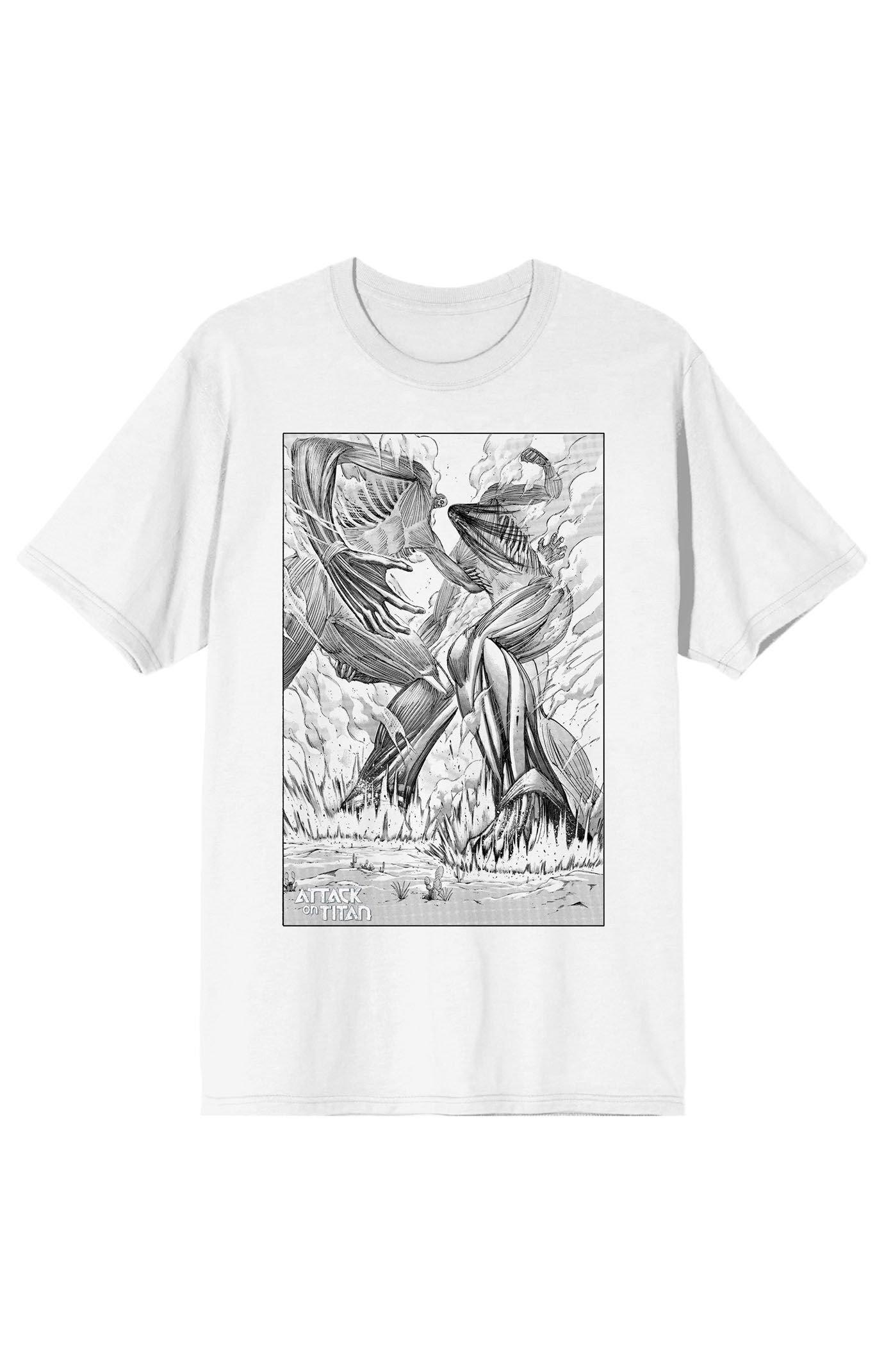 Men's Attack on Titan Fighting Graphic Tee, Size: Medium, White Product Image
