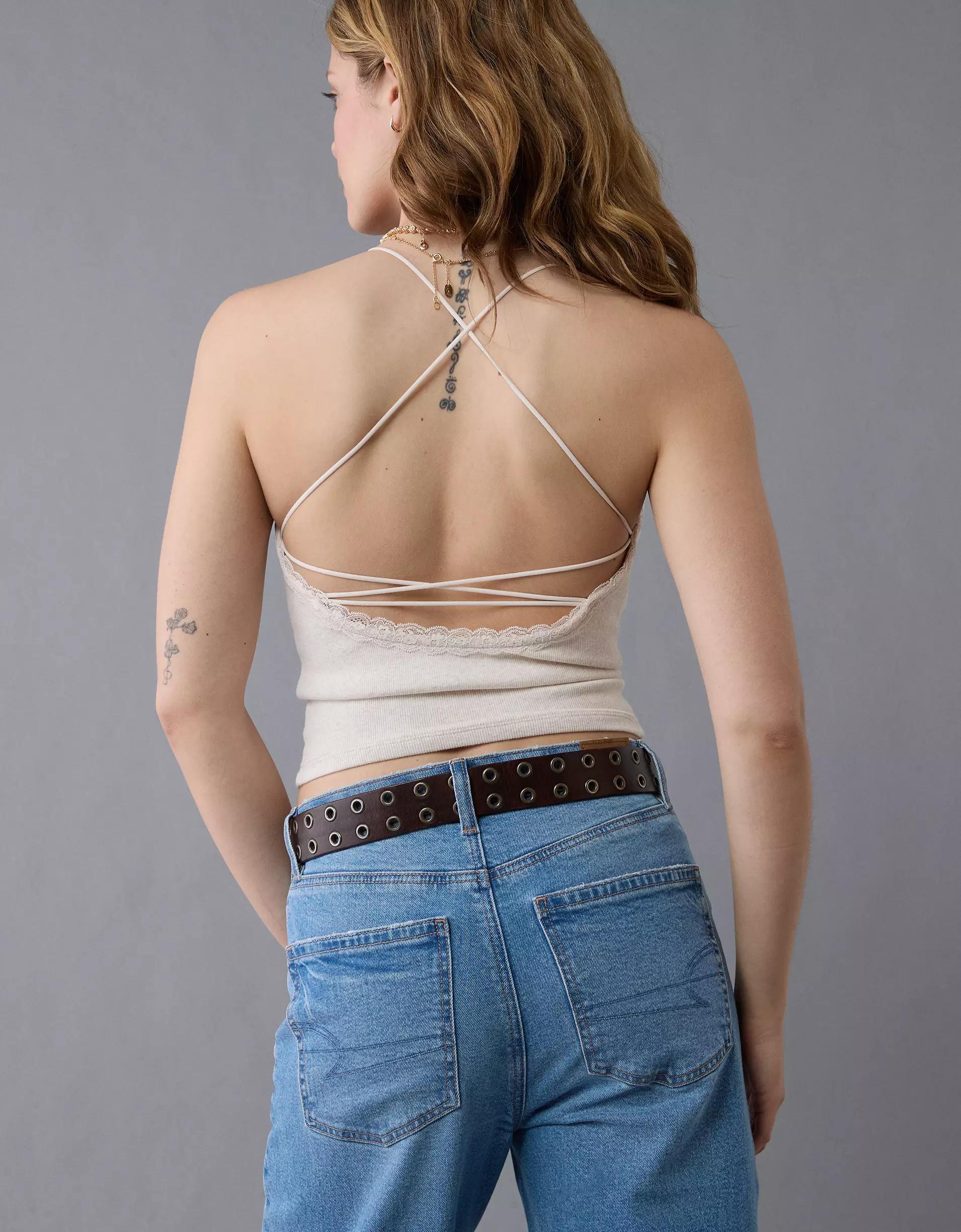 AE Strappy Go Lucky Cropped Lace Tank Top Product Image