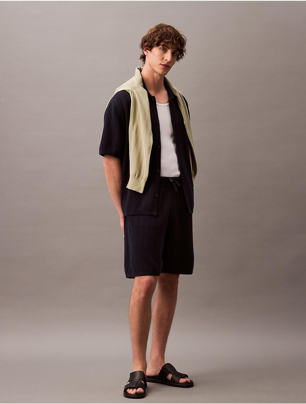 Calvin Klein Men's Jacquard Mesh Pull-On Sweater Shorts - White - S Product Image
