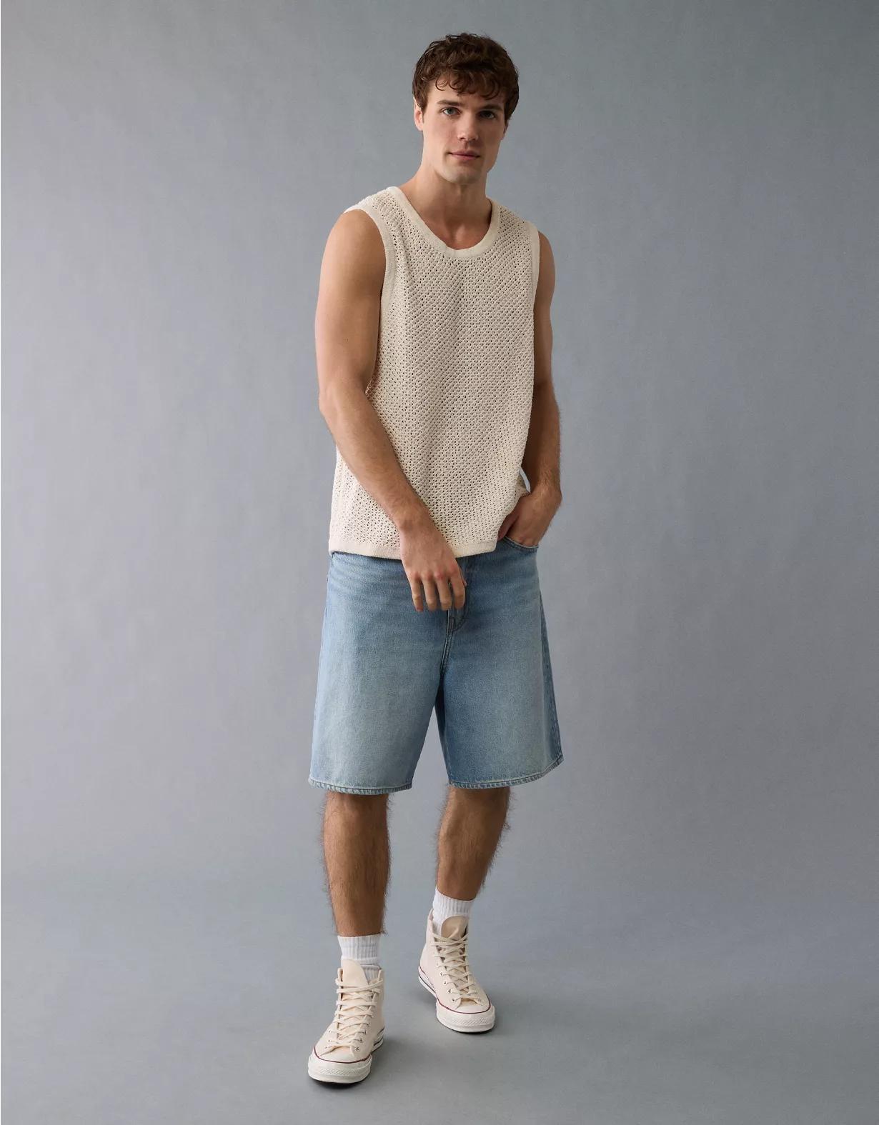 AE Open Knit Crochet Sweater Tank Top Product Image
