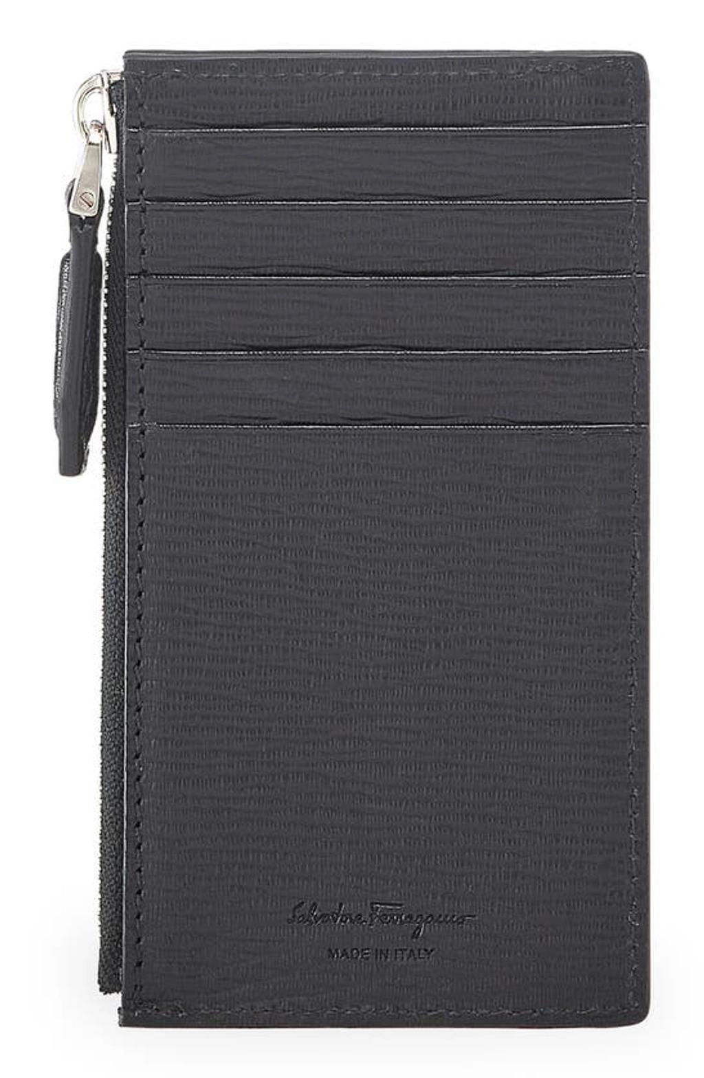 FERRAGAMO Revival Double Gancio Bicolor Zip Card Case In Nero Red Product Image