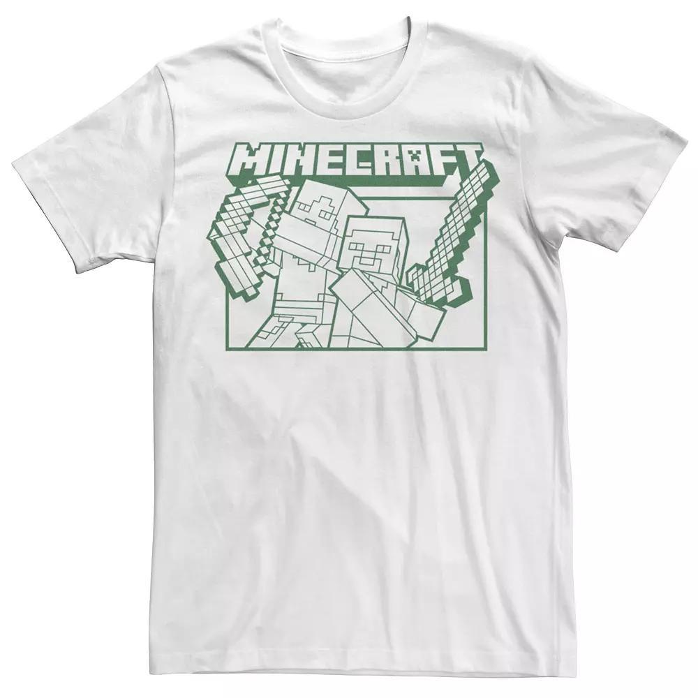 Men's Minecraft Action Blocks Alex Steve Warriors Tee, Size: XL, White Product Image