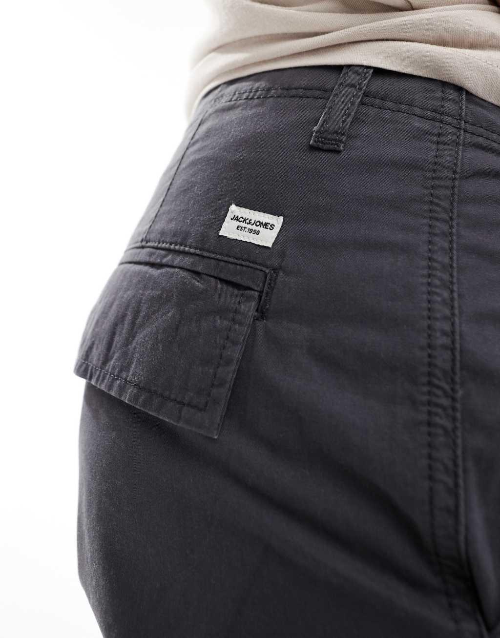 Jack & Jones 2 pack cargo shorts in light gray and dark gray  Product Image