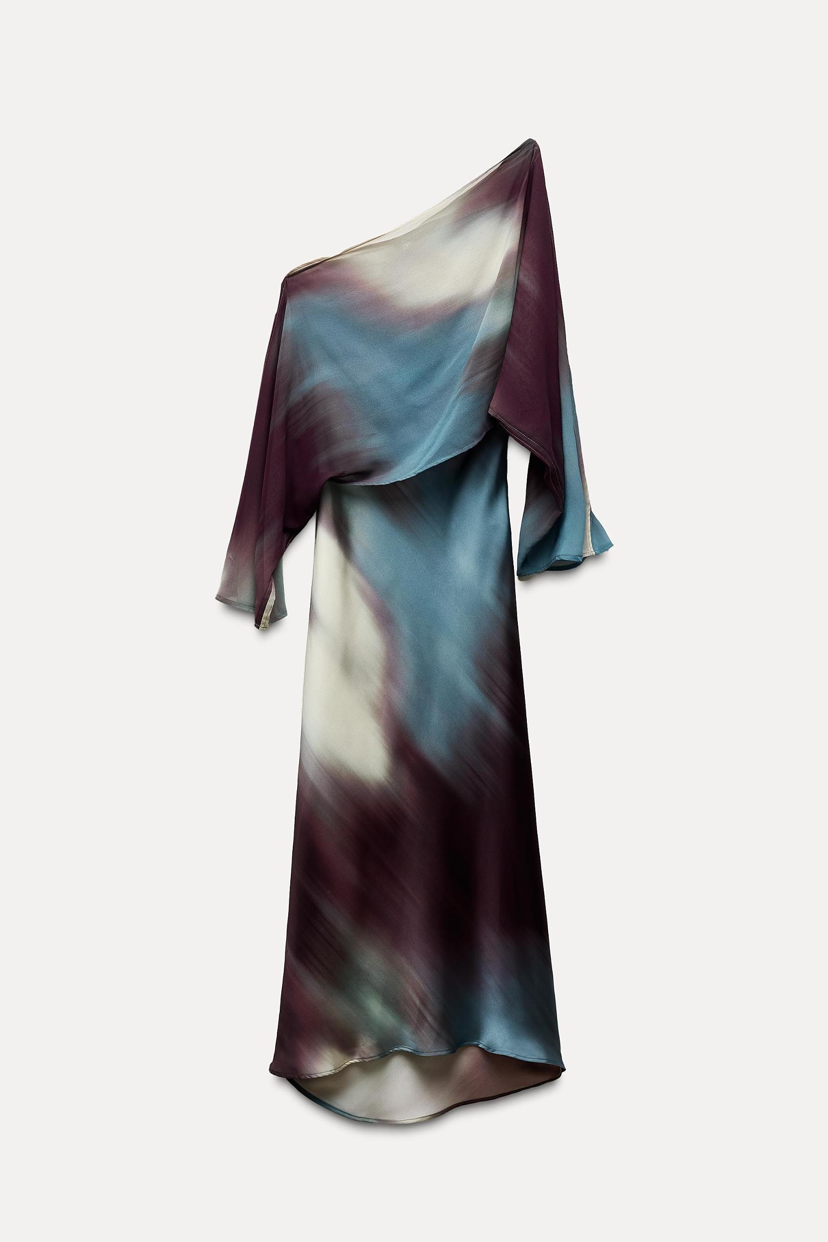 SATIN EFFECT PRINT DRESS Product Image
