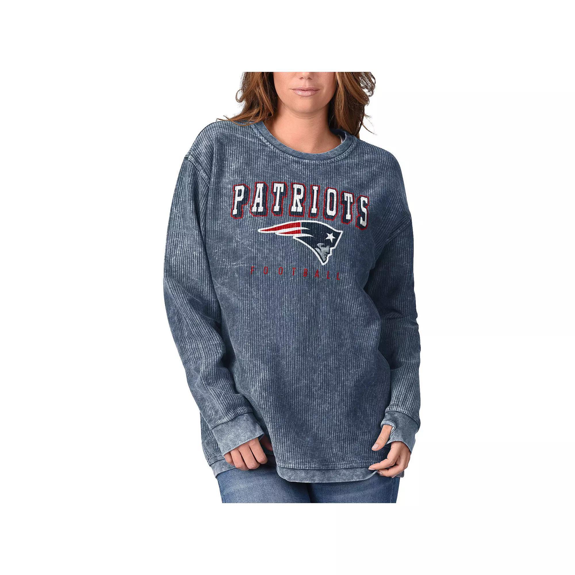 Women's G-III 4Her by Carl Banks Navy New England Patriots Comfy Cord Pullover Sweatshirt, Size: Small, Blue Product Image