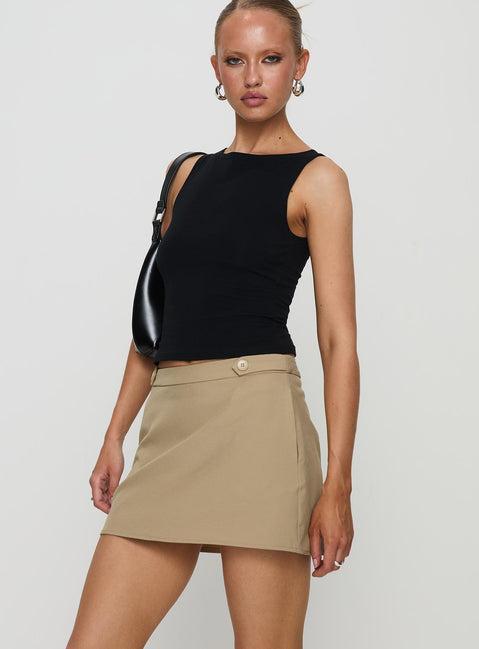 Hosier Twill Mini Skirt Taupe Product Image