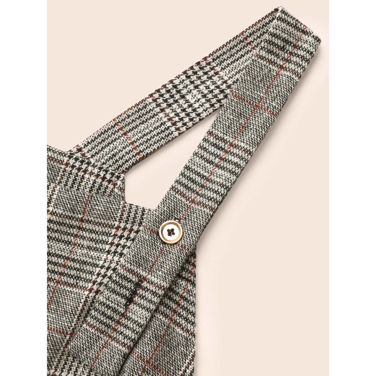 Plus Size LightGray Plaid Adjustable Straps Pocket Jumpsuit Women Elegant Sleeveless Non Everyday Loose Jumpsuits BloomChic 22-24/3X Product Image