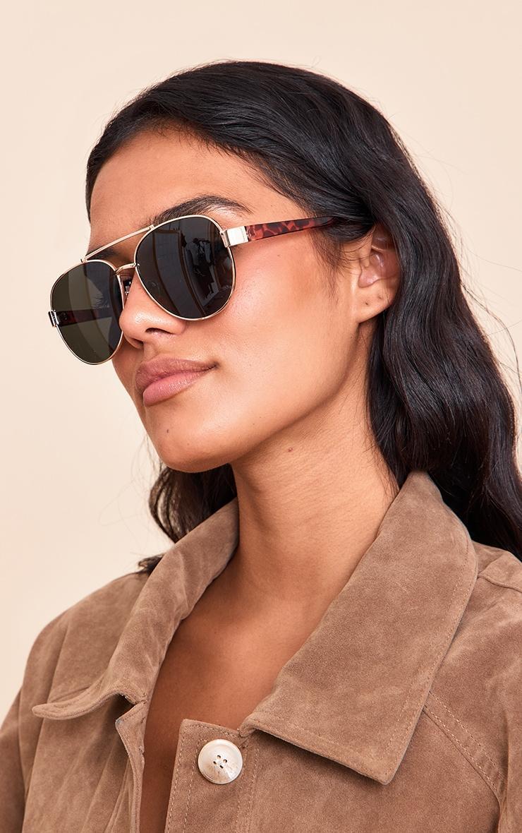 Tortoiseshell Green Lens Aviator Sunglasses Product Image