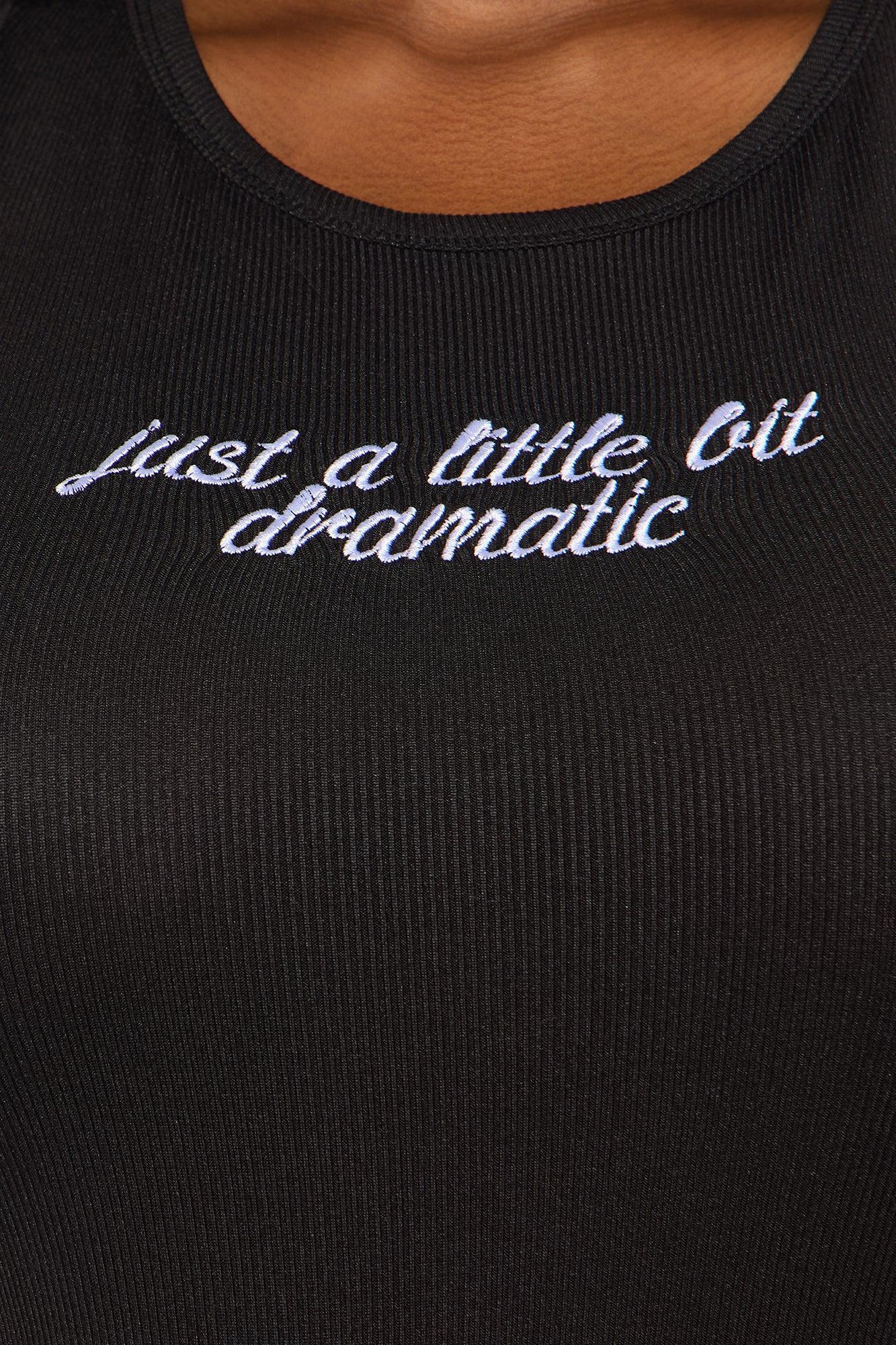 A Little Bit Dramatic Ribbed PJ Short Set - Black Product Image