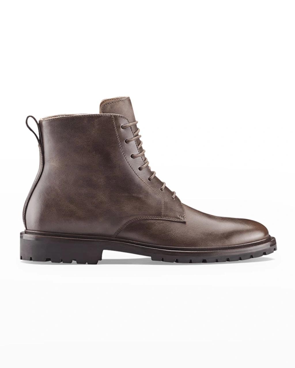 KOIO Men's Bergamo Leather Combat Boots In Saddle Product Image