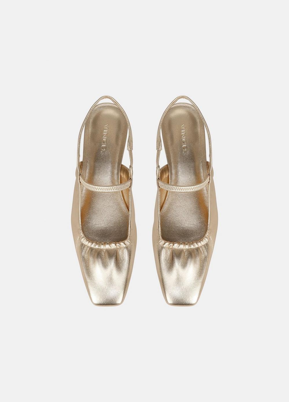 Womens Iliana Metallic Leather Slingback Flat, Silver, Size 9.5 Vince Product Image