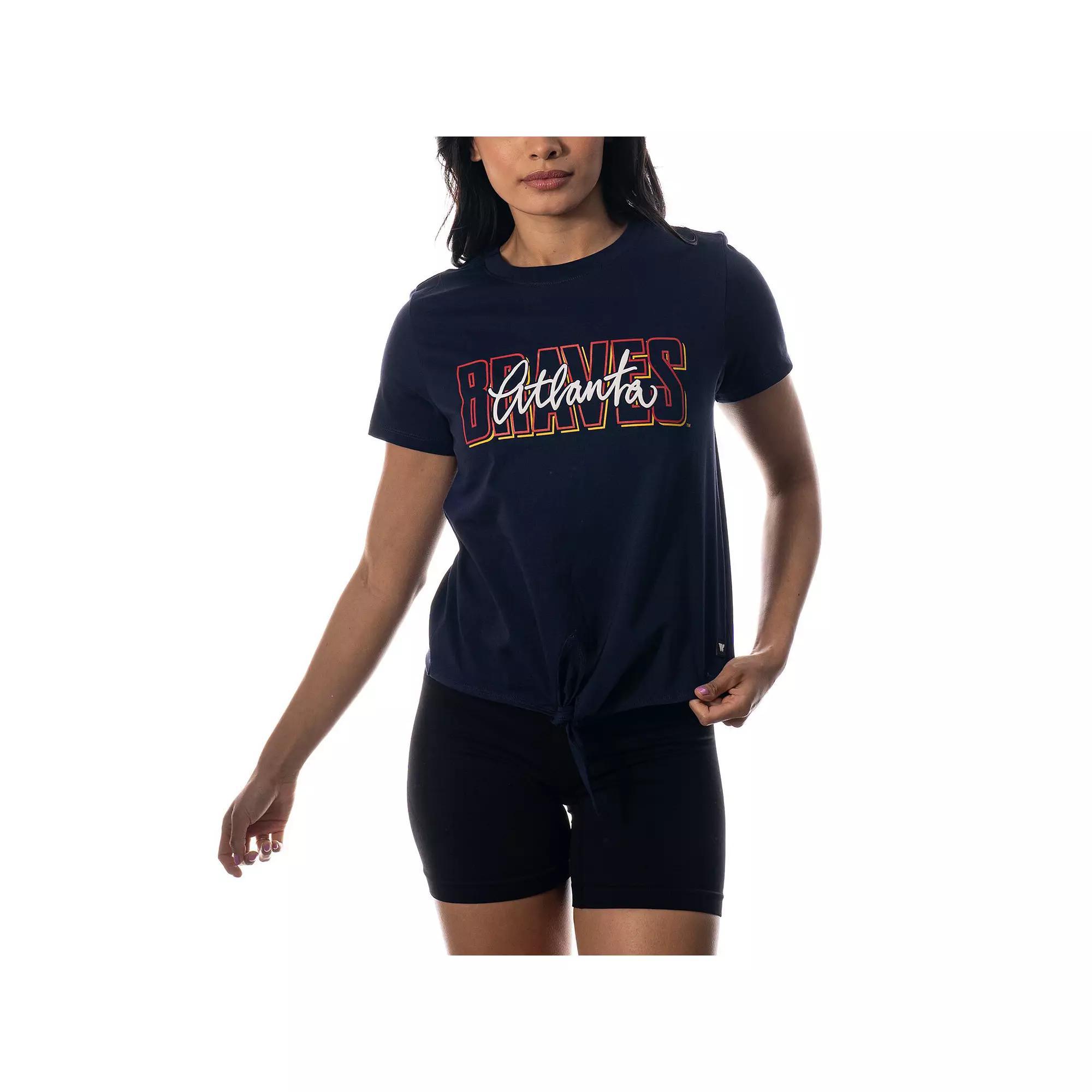 Women's The Wild Collective Navy Atlanta Braves Twist Front T-Shirt, Size: XS, Blue Product Image