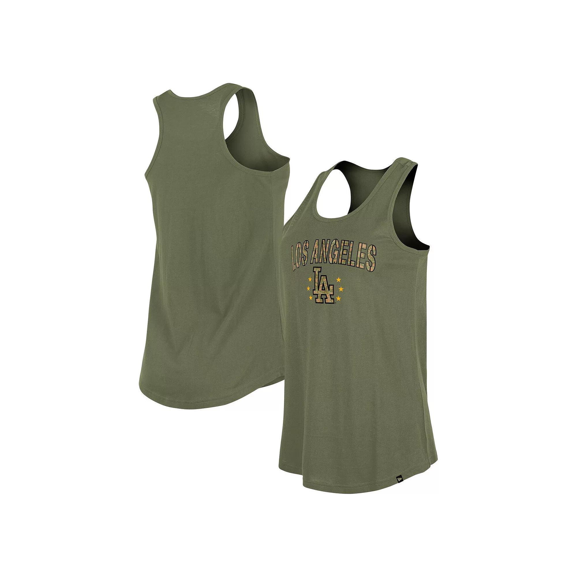 Women's New Era Olive Los Angeles Dodgers Armed Forces Day Tank Top, Size: Small, Team Product Image
