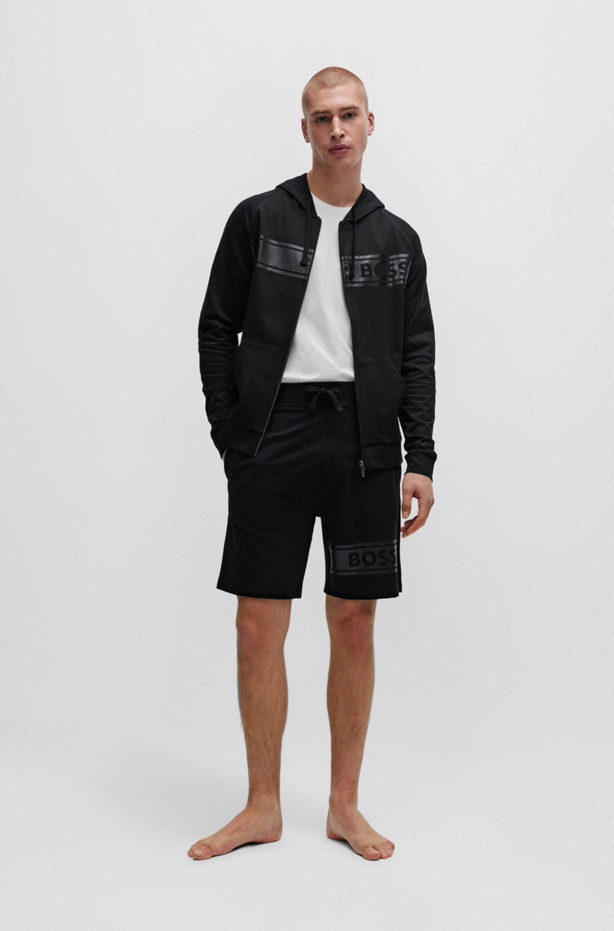 Cotton-terry shorts with logo print and drawstring Product Image