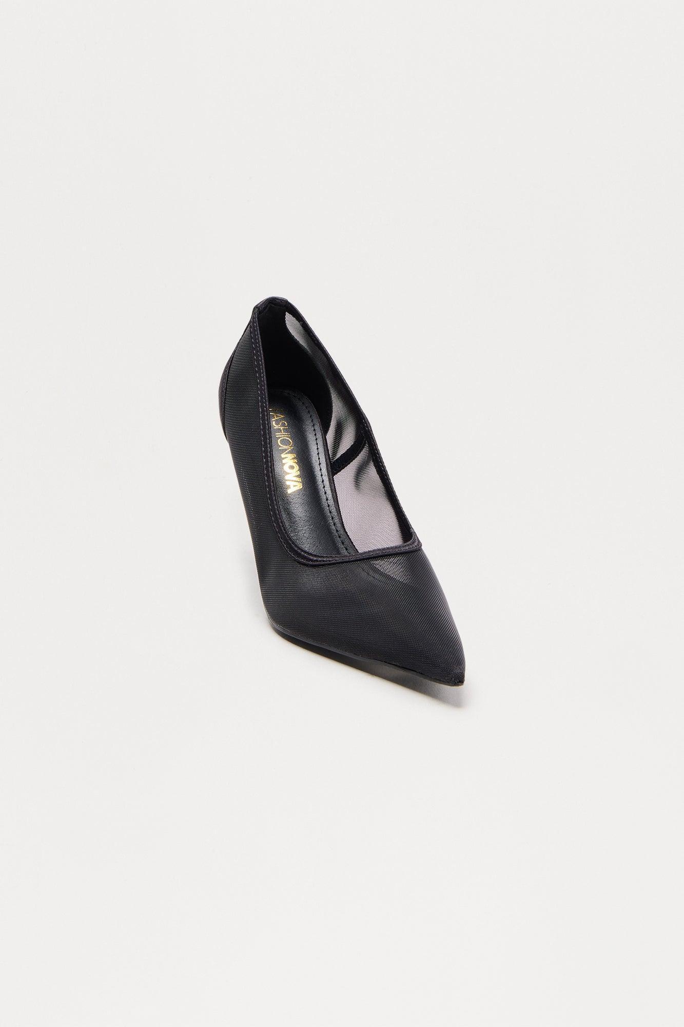 Espresso Pointed Toe Mesh Pumps - Black Product Image