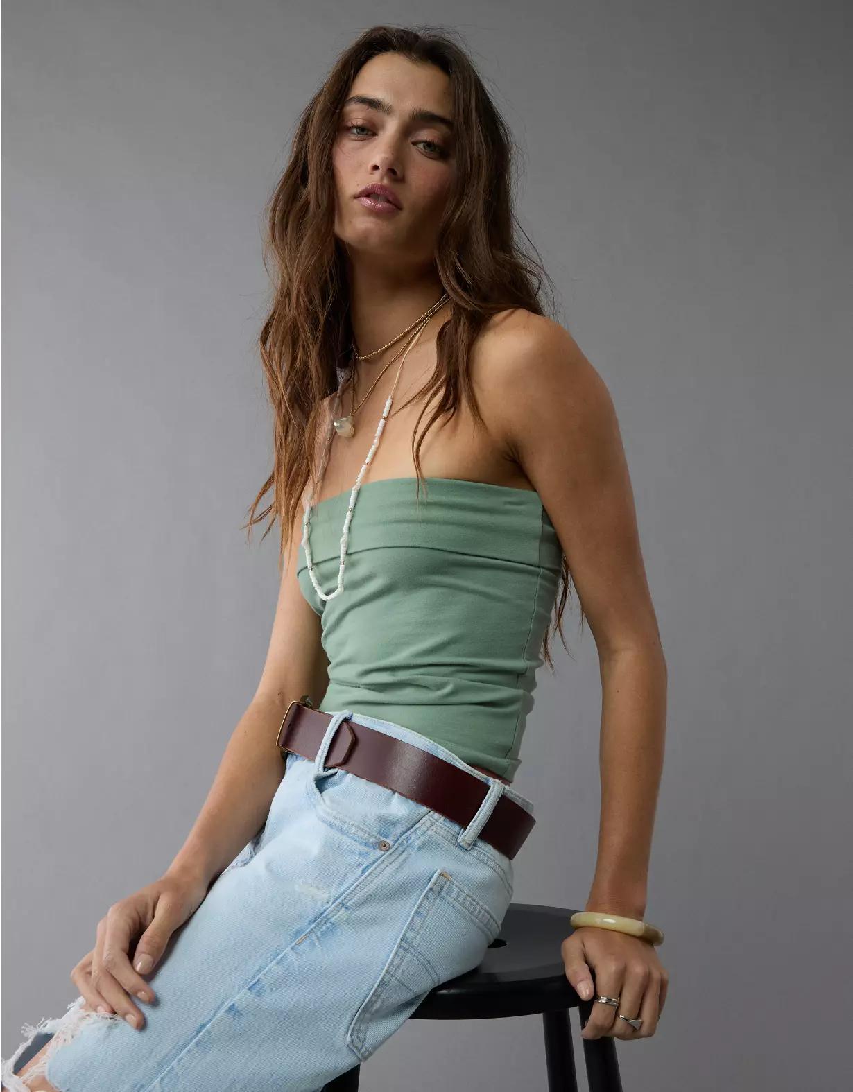 AE It Knit Foldover Tube Top Product Image