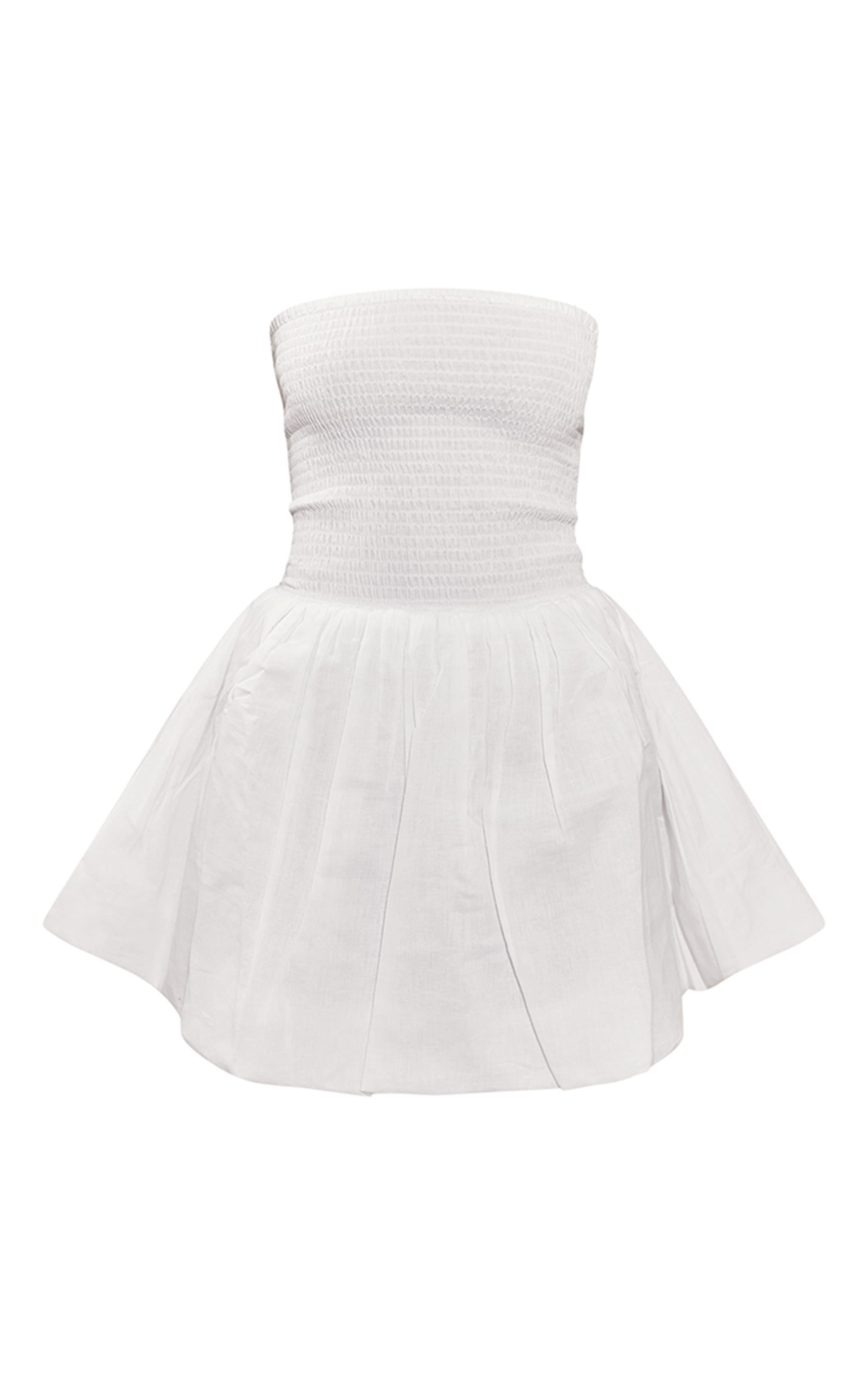 White Shirred Bandeau Puff Ball Dress Product Image