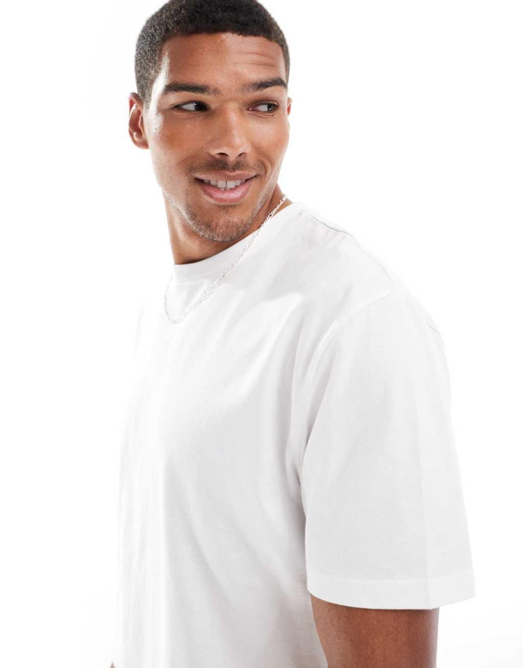 ASOS DESIGN boxy relaxed t-shirt with back print in white Product Image