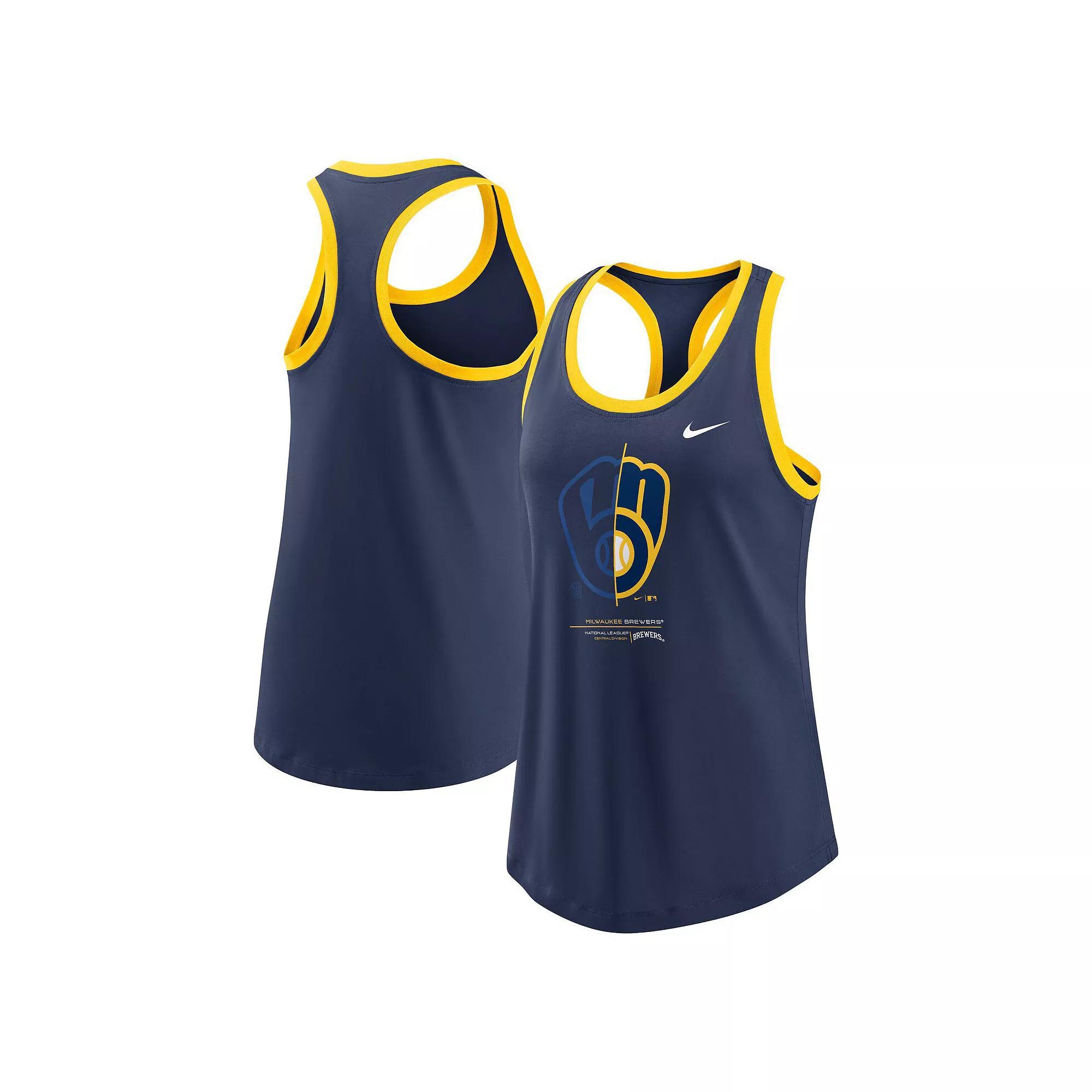 Women's Nike Navy Milwaukee Brewers Tech Tank Top, Size: Small, Blue Product Image