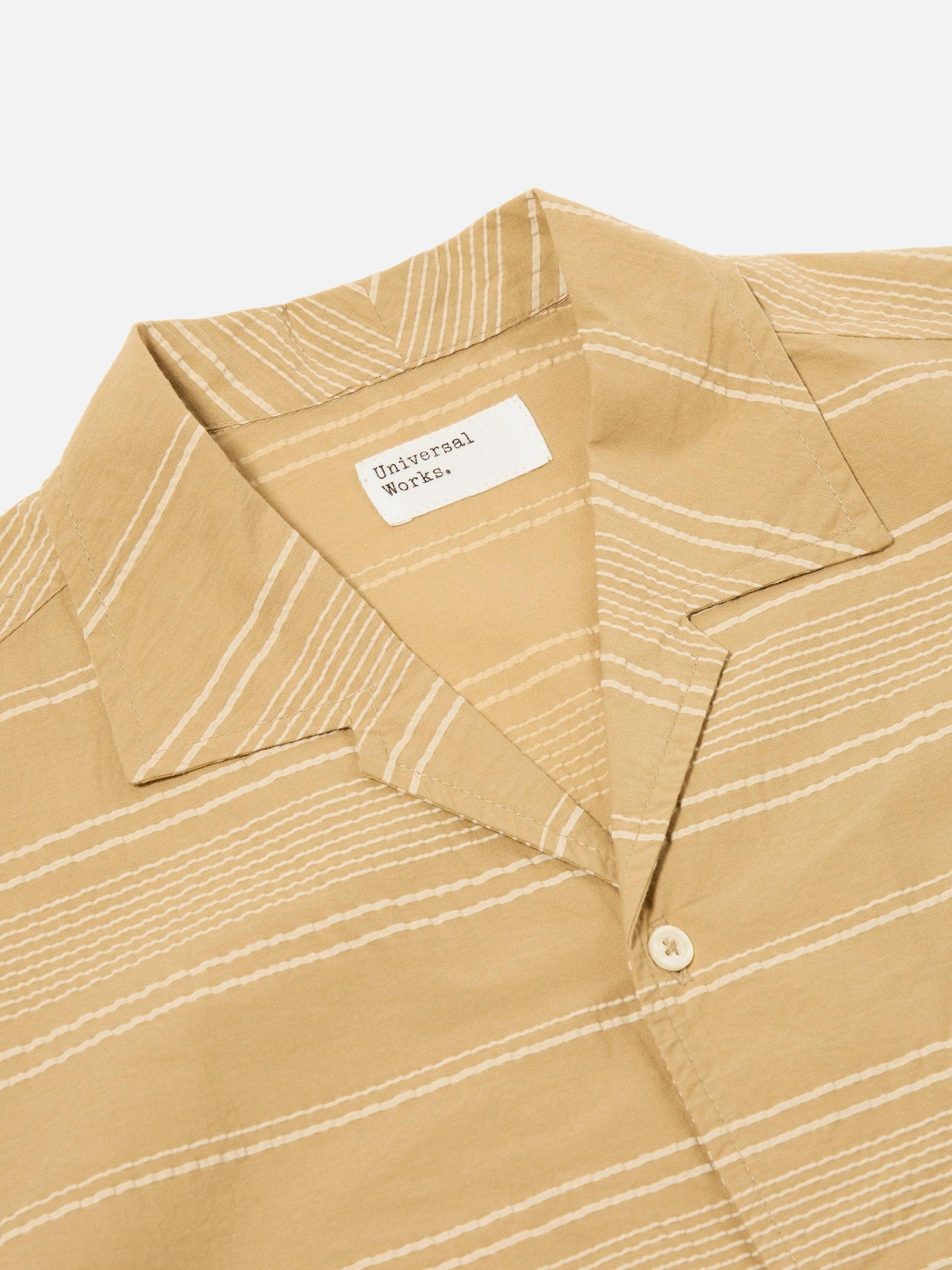 Universal Works Minari Shirt in Sand Textured Stripe Product Image