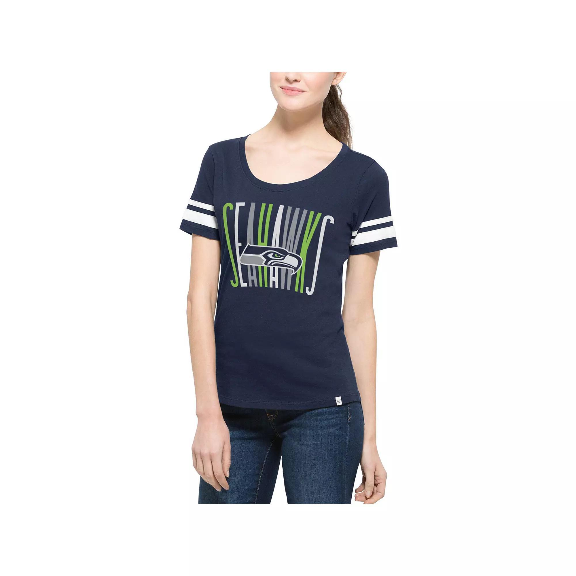 Women's '47 Brand College Navy Seattle Seahawks Halfback Scoop T-Shirt, Size: Large, Blue Product Image