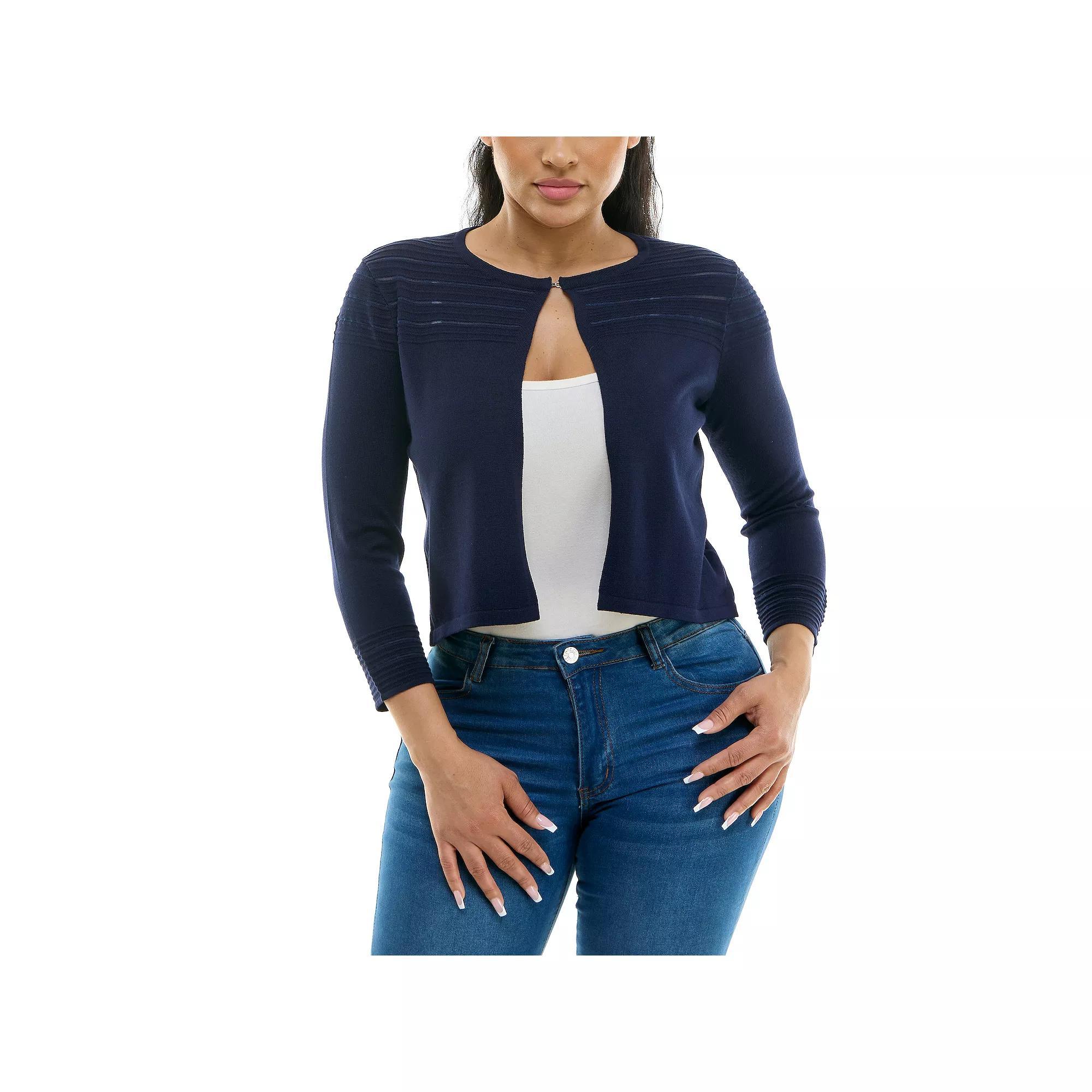 Women's Nina Leonard Knit Bolero Cardigan, Size: XL, Black Product Image