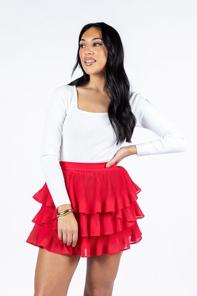 Rumors Run Red Tiered Ruffle Skort Product Image