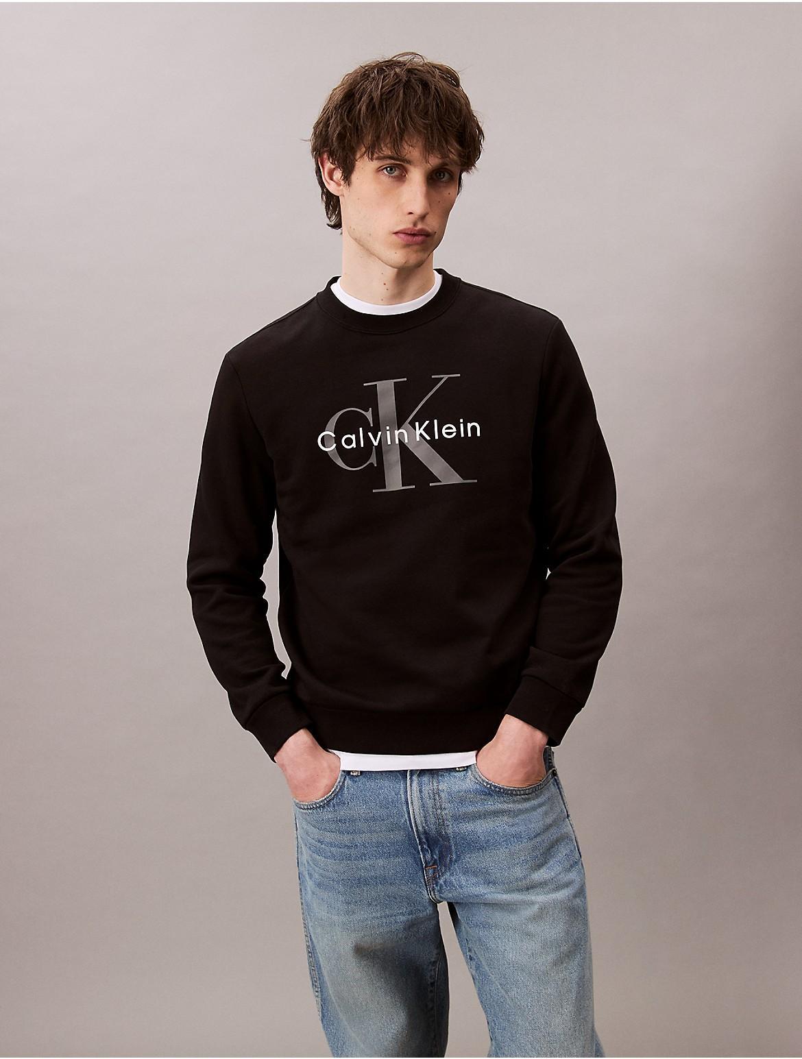 Calvin Klein Mens Monogram Logo Fleece Crewneck Sweatshirt - Green Product Image