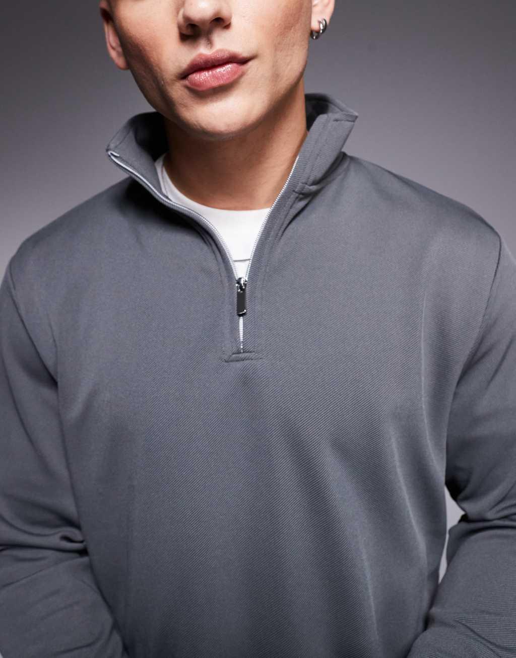 River Island half zip smart sweatshirt in gray - part of a set Product Image