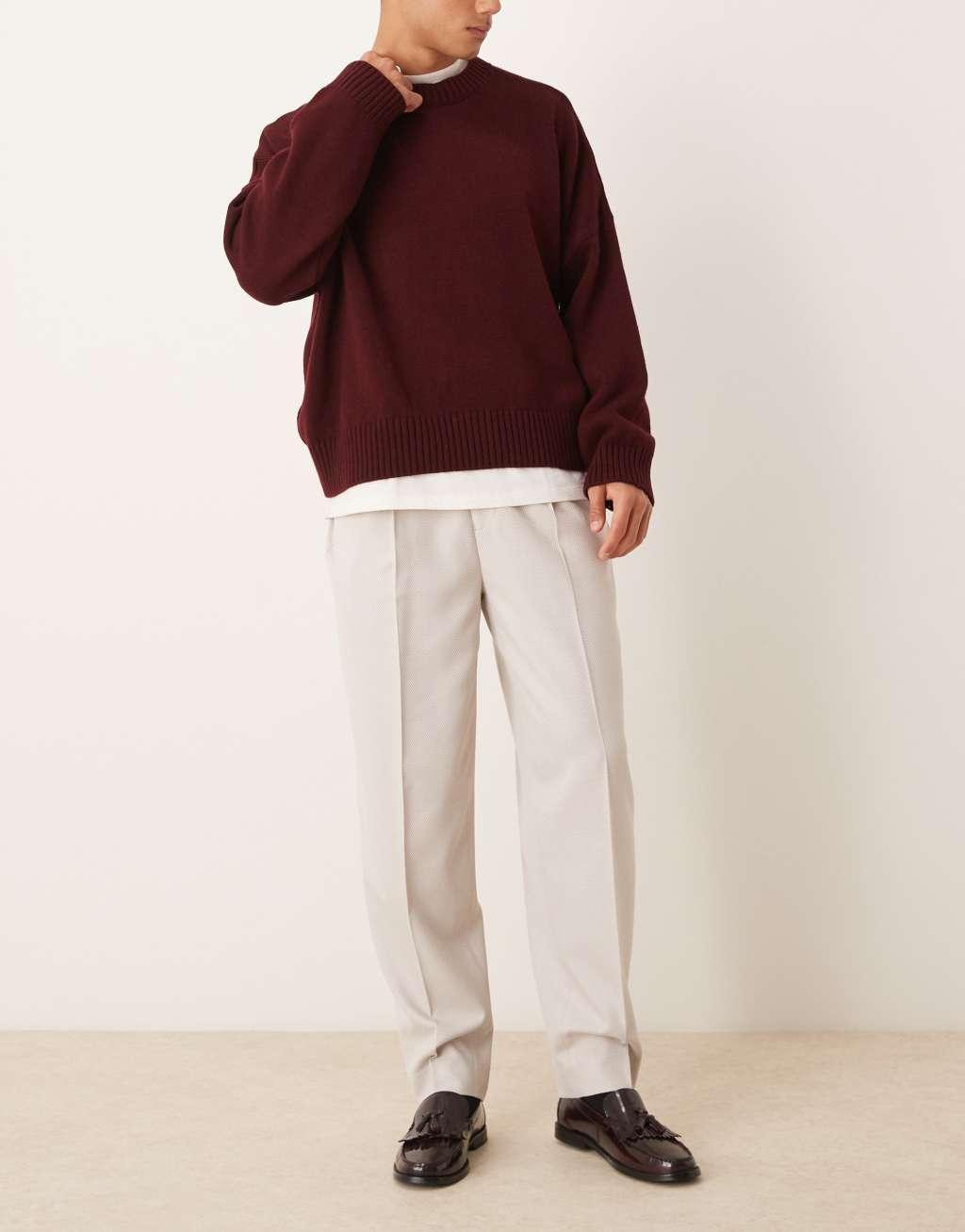 ASOS DESIGN smart oversized tapered pants in stone micro texture Product Image